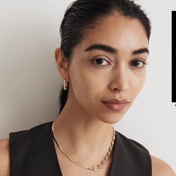 Madewell Necklace Womens 15-18 in Gold Plated Mixed Chain Dressy Fashion Jewelry - Picture 2 of 7